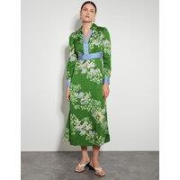 Printed V-Neck Midi Shirt Dress