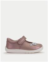 Kids Leather Flower Riptape Shoes (4 Small - 8 Small)