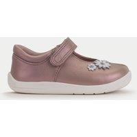 Start-Rite Kids' Leather Flower Riptape Shoes (4 Small - 8 Small) Taupe