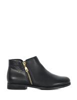 Dune London Wide Fit Leather Croc Flat Ankle Boots Black