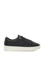 Dune London Leather Quilted Lace Up Trainers Black