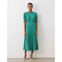Finery London Polka Dot Midi Tea Dress Green Mix