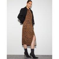 Jersey Animal Print Midi Shirt Dress