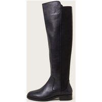 Leather Block Heel Knee High Boots