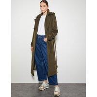 Wool Blend Belted Longline Trench Coat