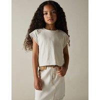 Pure Cotton Cropped T-Shirt (4-14 Yrs)