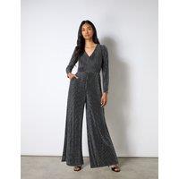 Sparkly Long Sleeve Wide Leg Jumpsuit