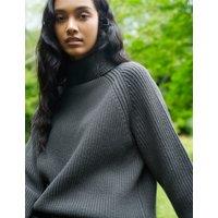 Textured Roll Neck Relaxed Jumper with Wool