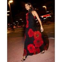 Floral High Neck Maxi Column Dress