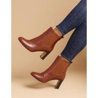Leather Block Heel Ankle Boot