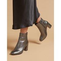 Leather Block Heel Ankle Boots
