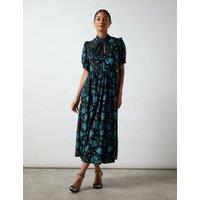 Floral High Neck Midi Tea Dress