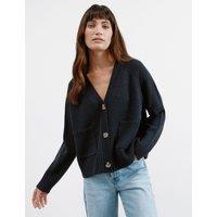 Relaxed V-Neck Cardigan with Wool