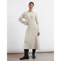 Ribbed Round Neck Midi Knitted Dress