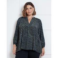 Animal Print Pleat Detail Blouse