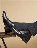 Leather Side Zip Brogue Boots