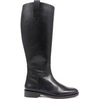 Leather Buckle Flat Knee High Boots