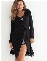 Sofa Loves Lace Jersey Wrap Dressing Gown