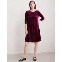 Velvet Floral Knee Length Shift Dress