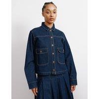 Pure Cotton Denim Collared Jacket