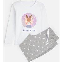 Personalised Girls Reindeer Family Pyjamas