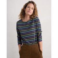 Pure Cotton Striped Slash Neck Top