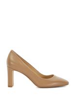Suede Slip On Block Heel Court Shoes