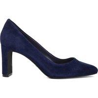 Dune London Suede Slip On Block Heel Court Shoes Navy