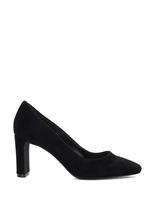Dune London Suede Slip On Block Heel Court Shoes Navy