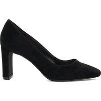 Suede Slip On Block Heel Court Shoes