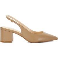 Leather Block Heel Slingback Court Shoes
