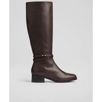 Leather Block Heel Riding Boots