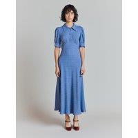 Crepe Polka Dot Collared Midi Tea Dress