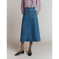 Denim Midi A-Line Skirt