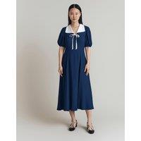 Kami Crepe Collared Neck Midi Tea Dress