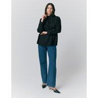 Ghost Pure Cotton EmbroideredLace Detail Shirt Black