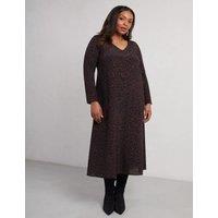Animal Print V-Neck Midaxi Swing Dress
