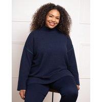 Textured Roll Neck Jumper with Wool