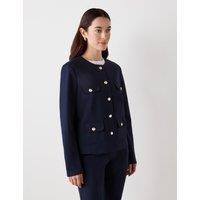 Ponte Jersey Collarless Short Jacket
