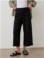 Ponte Jersey Wide Leg Cropped Trousers
