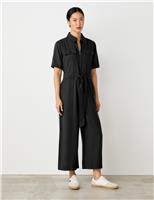 Belted Short Sleeve Jumpsuit