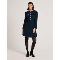 Finery London Crepe Knee Length Tailored Dress Navy