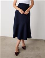 Finery London Ponte Jersey A-Line Midi Skirt Brown