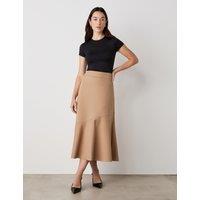 Finery London Ponte Jersey A-Line Midi Skirt Brown