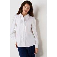 Cotton Rich Pintuck Blouson Sleeve Shirt