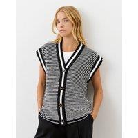 Textured Striped V-Neck Knitted Vest Top