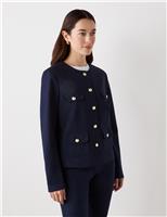 Ponte Jersey Collarless Short Jacket