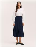 Crepe Pleated Midi Skirt