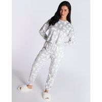 Velour Polar Bear Print Pyjama Set