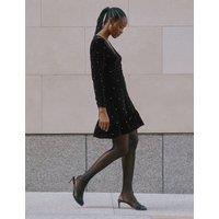 Velvet Embellished Mini Skater Dress